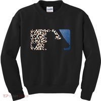 Cute Leopard Blue Jean Print Baseball Logo Kids Sweatshirt thumb 0
