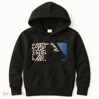 Cute Leopard Blue Jean Print Baseball Logo Kids Hoodie thumb 0