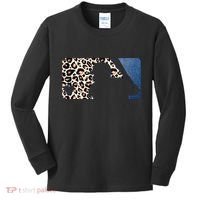 Cute Leopard Blue Jean Print Baseball Logo Kids Long Sleeve Shirt thumb 0