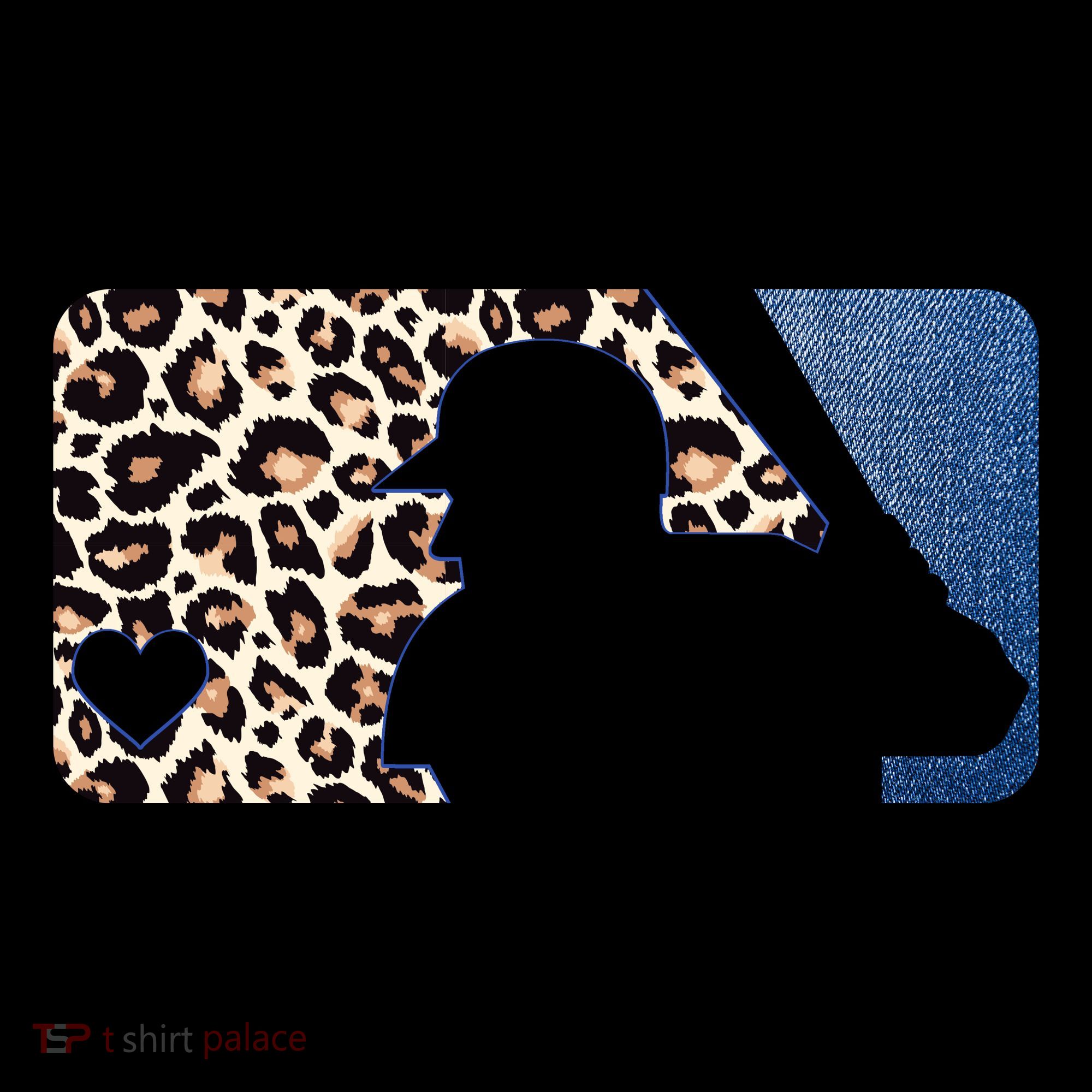 Cute Leopard Blue Jean Print Baseball Logo Kids Long Sleeve Shirt