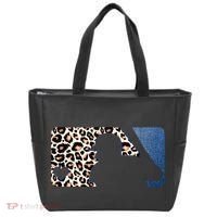Cute Leopard Blue Jean Print Baseball Logo Tote Bag thumb 0
