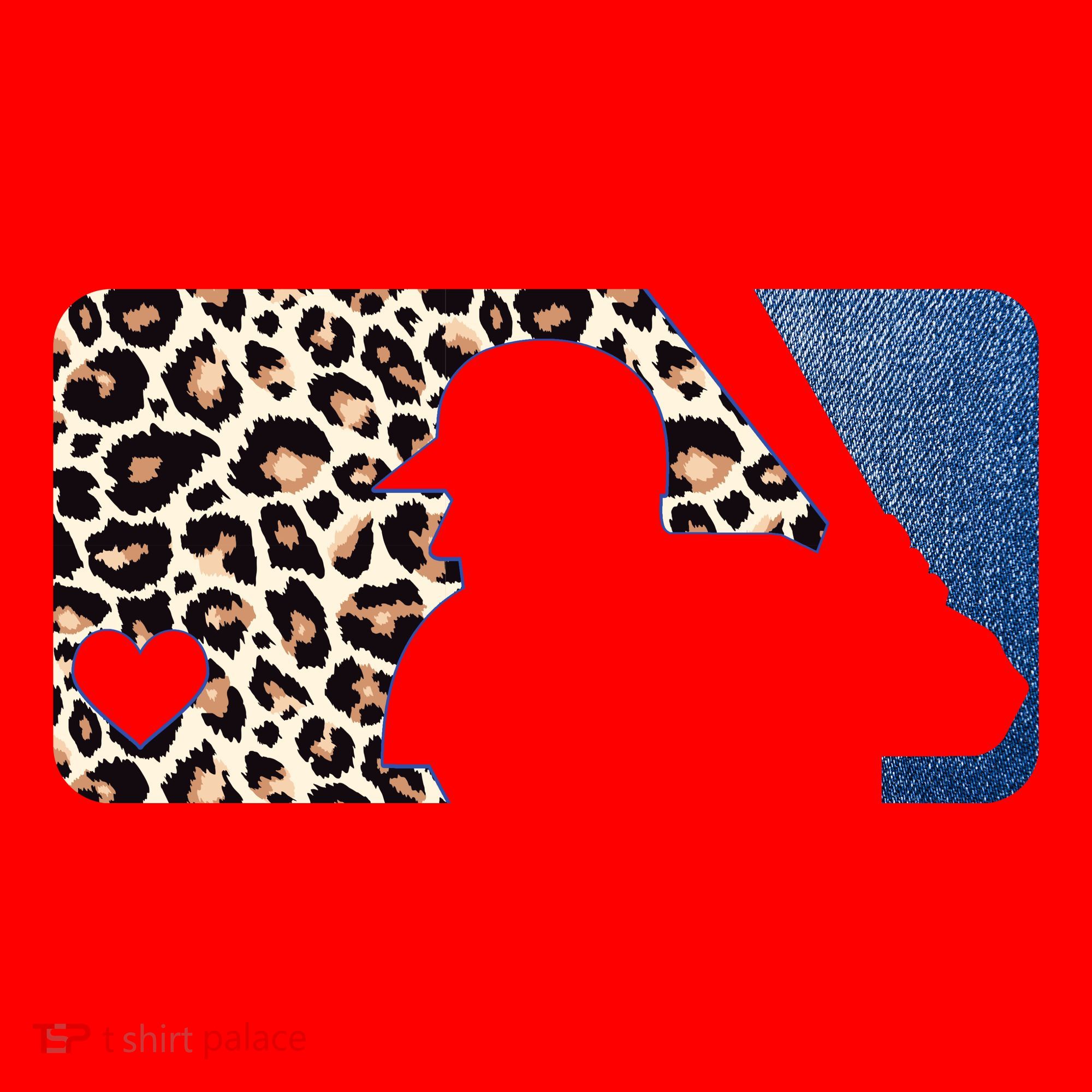 Cute Leopard Blue Jean Print Baseball Logo Santa Hat