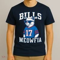 Cat Lovers Bills Meowfia Funny Football T-Shirt thumb 3
