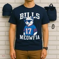 Cat Lovers Bills Meowfia Funny Football T-Shirt thumb 6