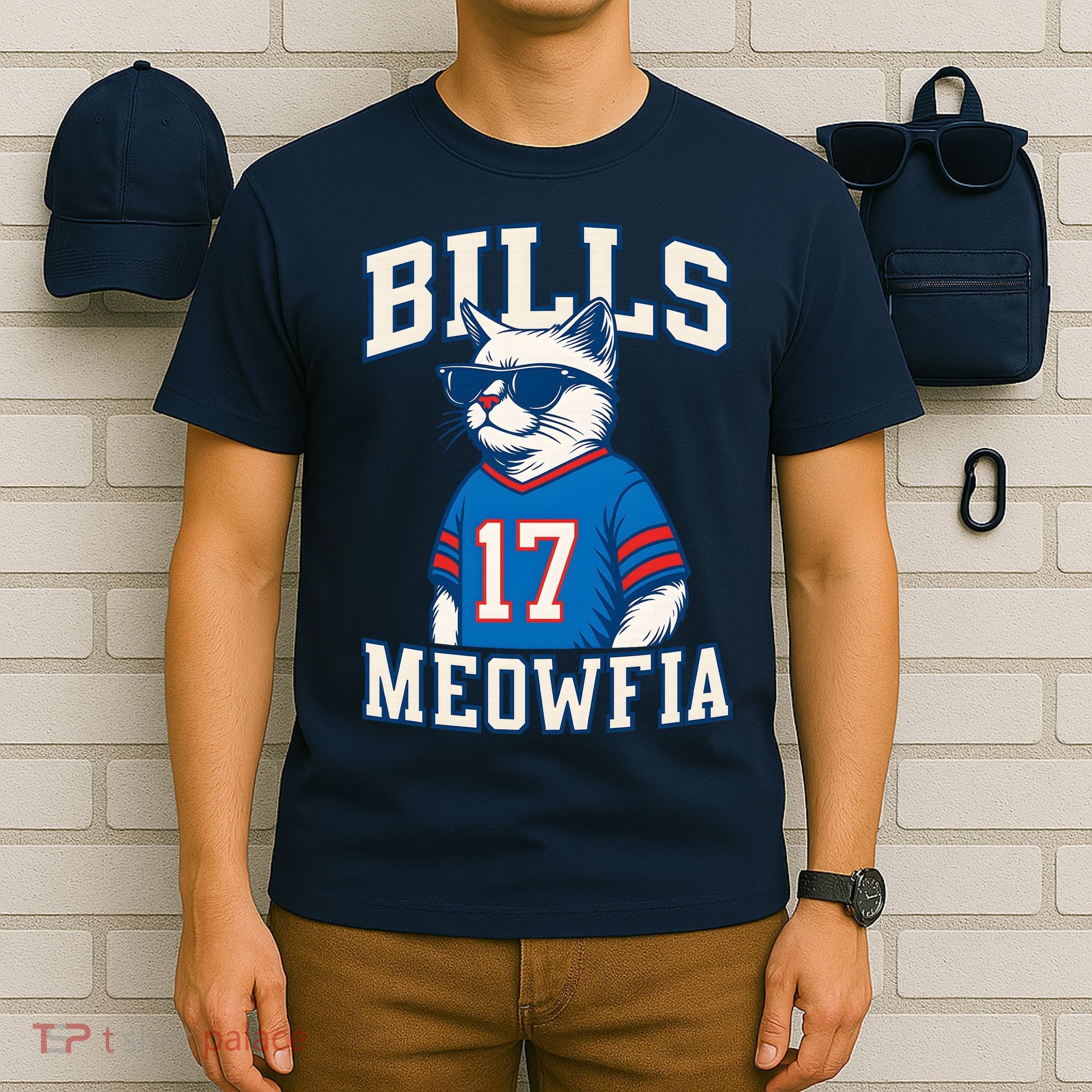 Cat Lovers Bills Meowfia Funny Football T-Shirt