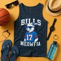 Cat Lovers Bills Meowfia Funny Football Tank Top thumb 4