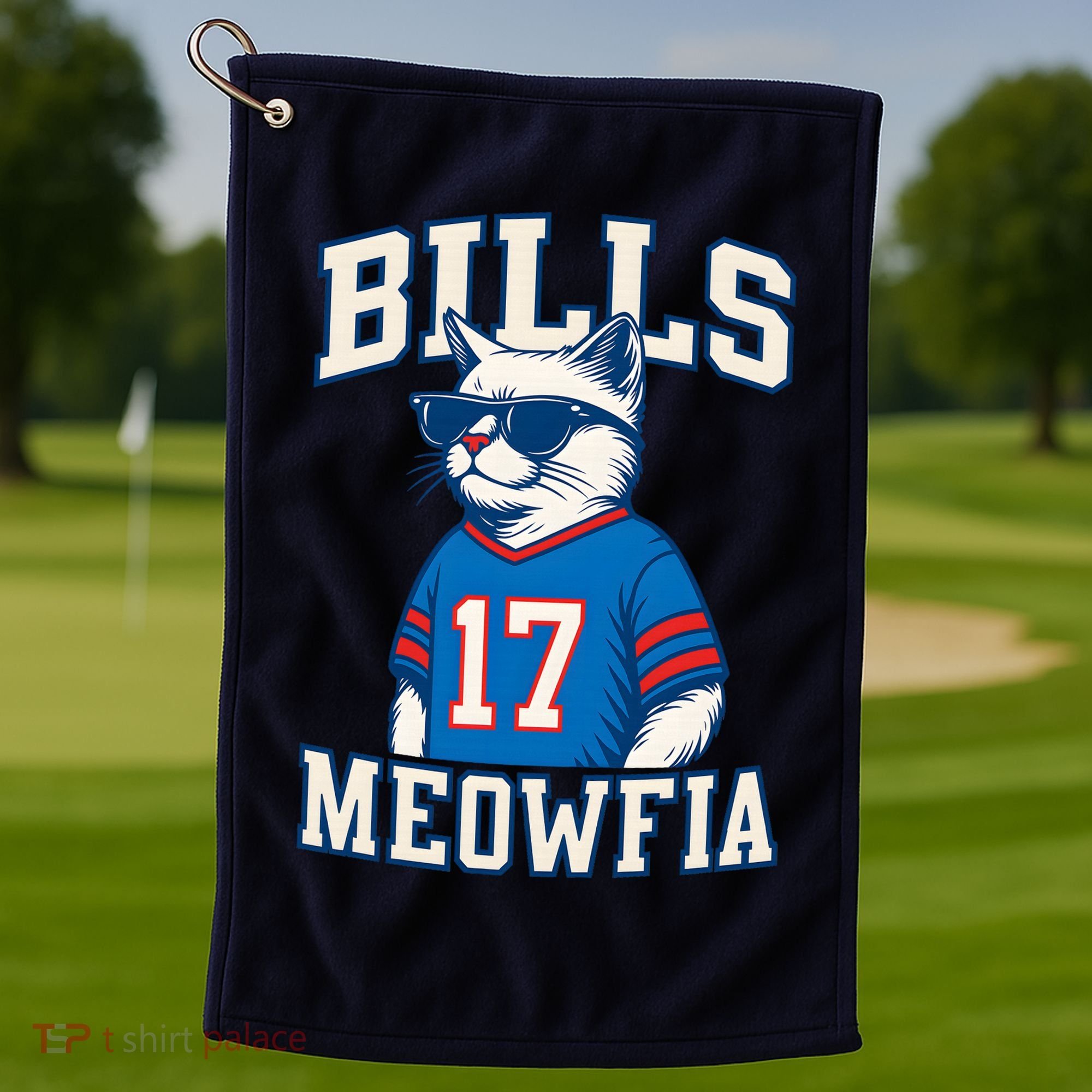 Cat Lovers Bills Meowfia Funny Football Golf Towel