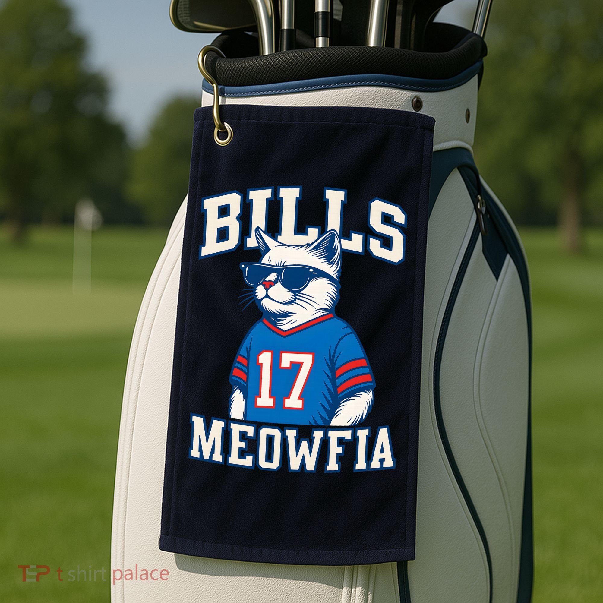 Cat Lovers Bills Meowfia Funny Football Golf Towel