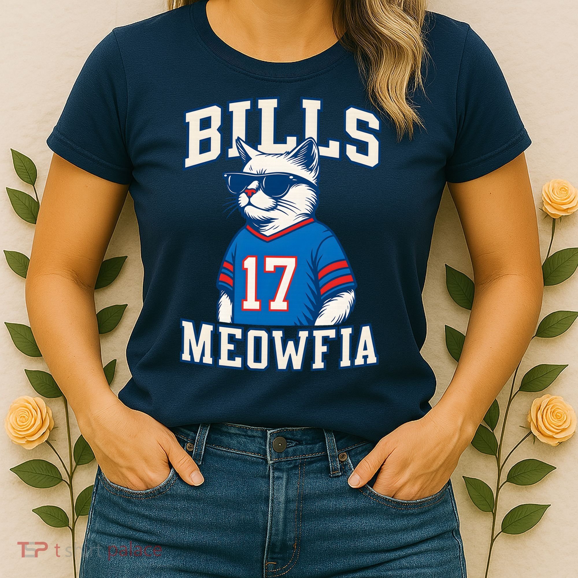 Cat Lovers Bills Meowfia Funny Football Women's T-Shirt