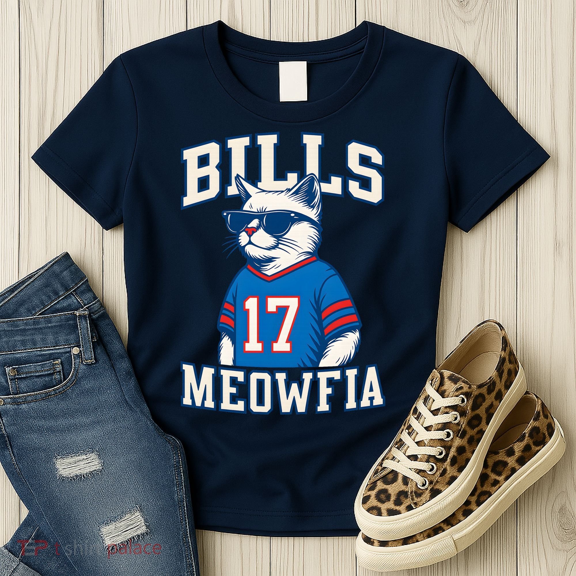 Cat Lovers Bills Meowfia Funny Football Women's T-Shirt