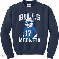 Cat Lovers Bills Meowfia Funny Football Kids Sweatshirt thumb 0