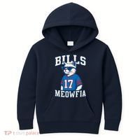 Cat Lovers Bills Meowfia Funny Football Kids Hoodie thumb 0