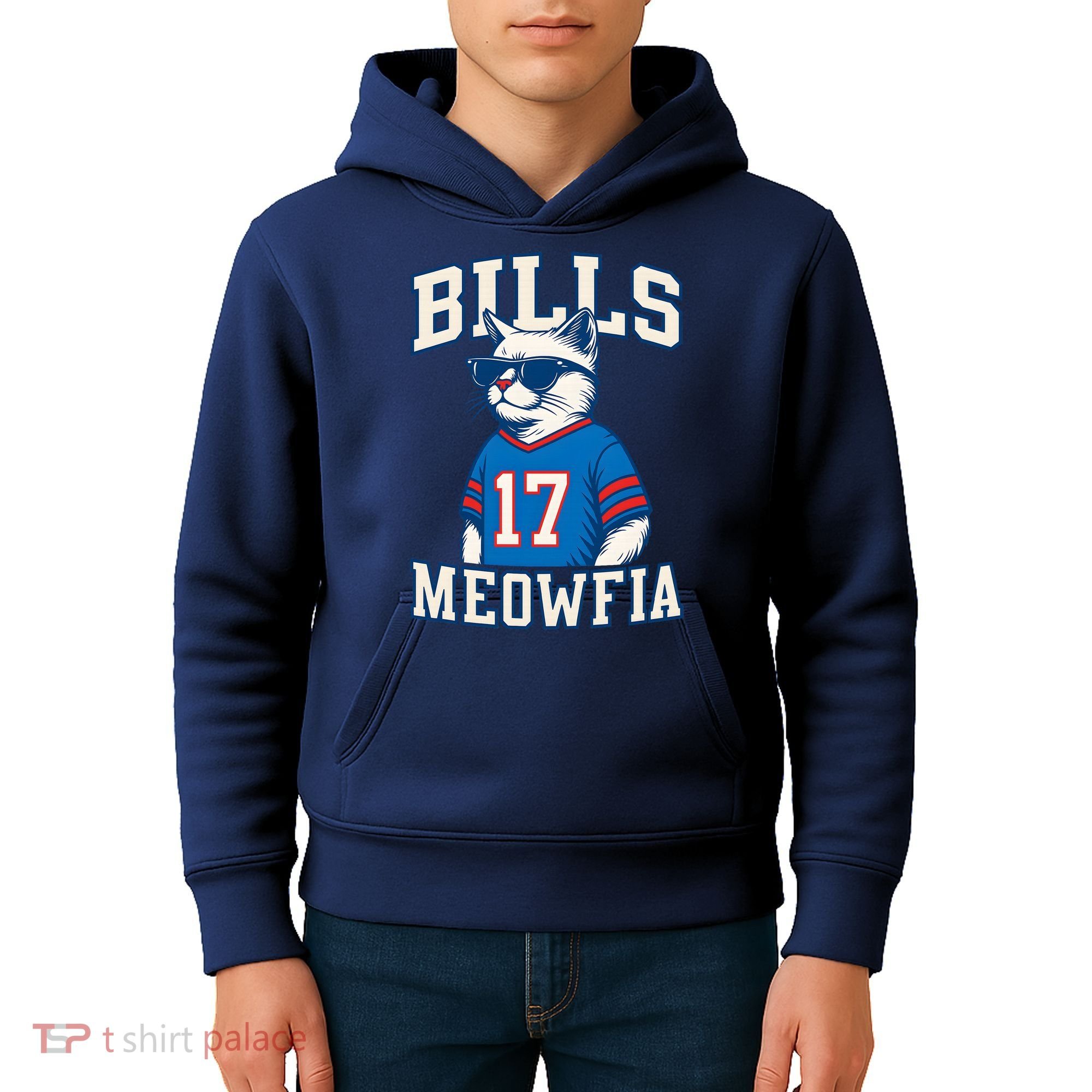Cat Lovers Bills Meowfia Funny Football Kids Hoodie