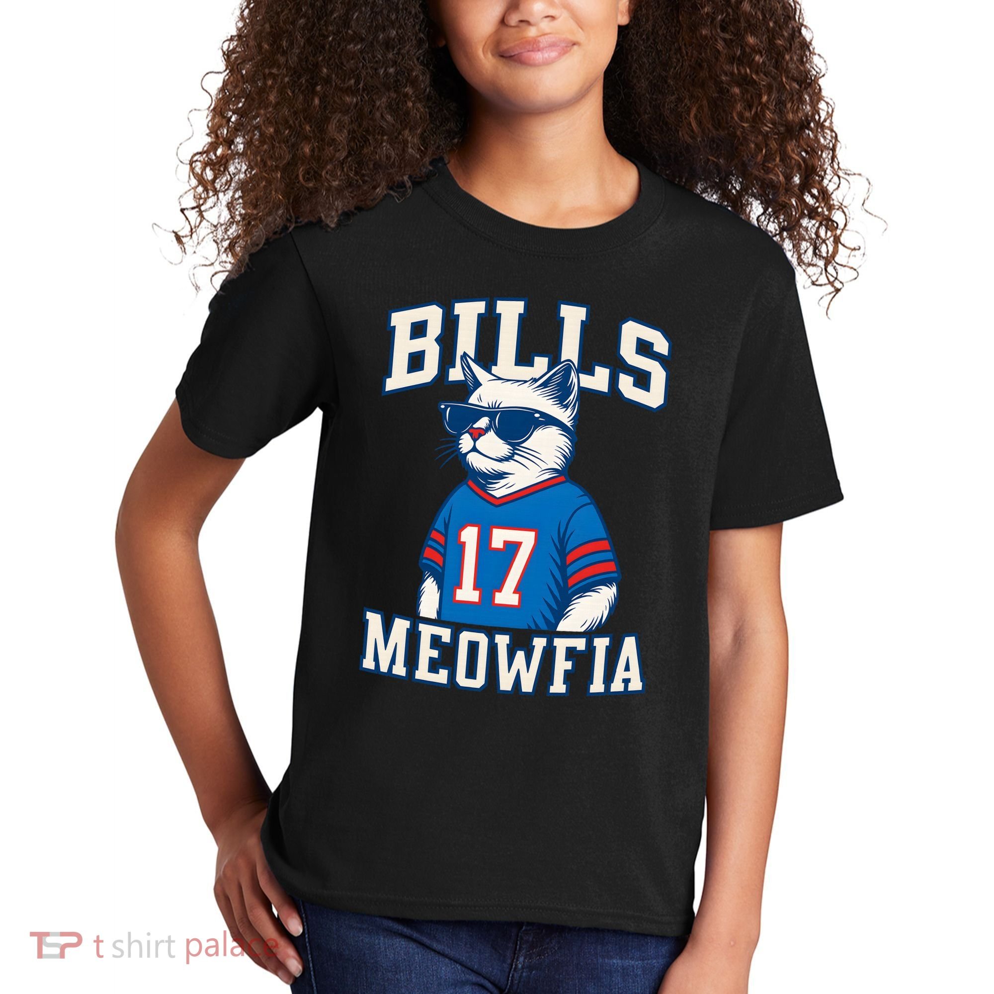 Cat Lovers Bills Meowfia Funny Football Kids T-Shirt