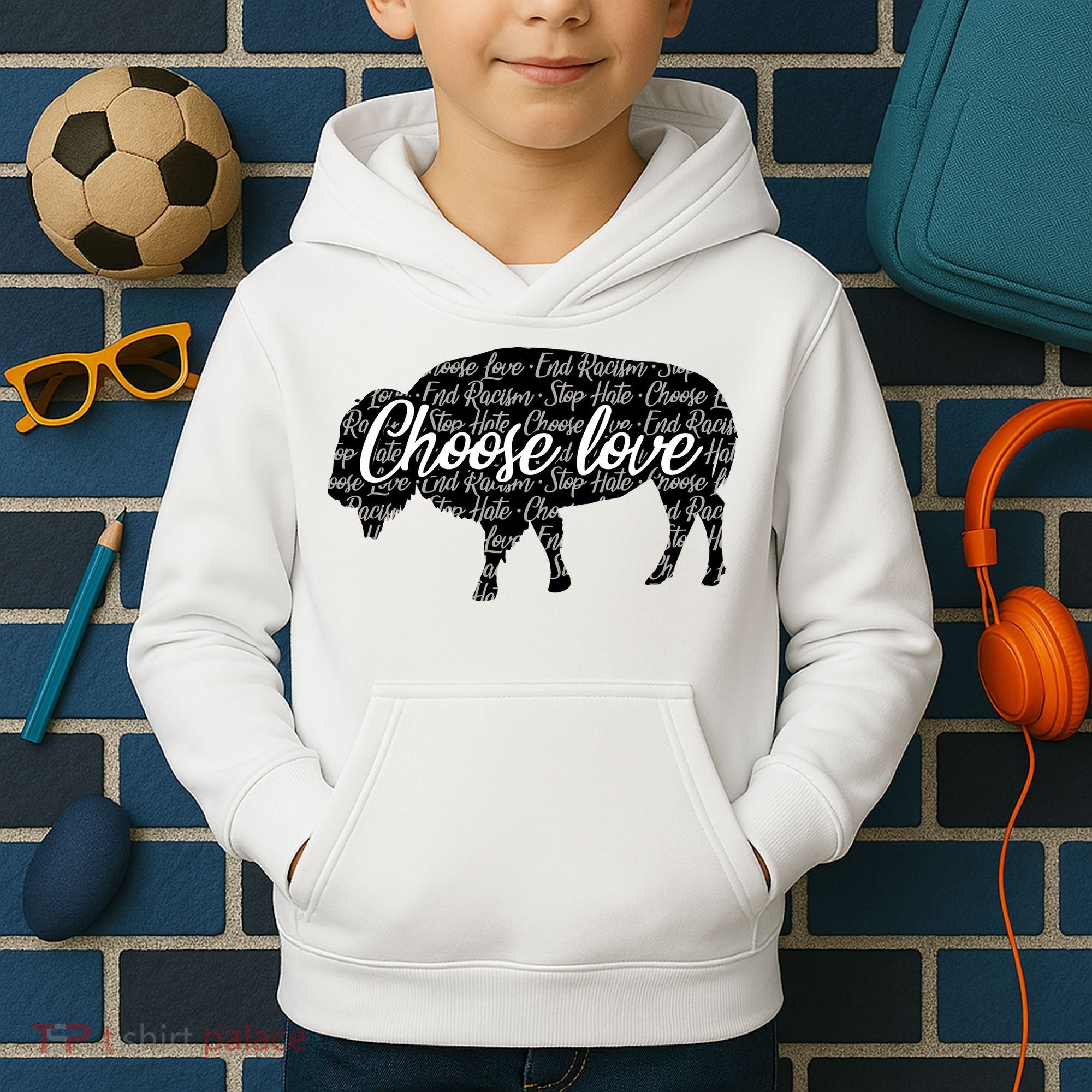 Choose Love Buffalo Kids Hoodie