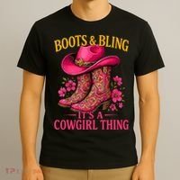 Cowgirl Lover Boots And Bling Its A Cowgirl Thing Country  T-Shirt thumb 3