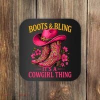 Cowgirl Lover Boots And Bling Its A Cowgirl Thing Country  Coaster thumb 0