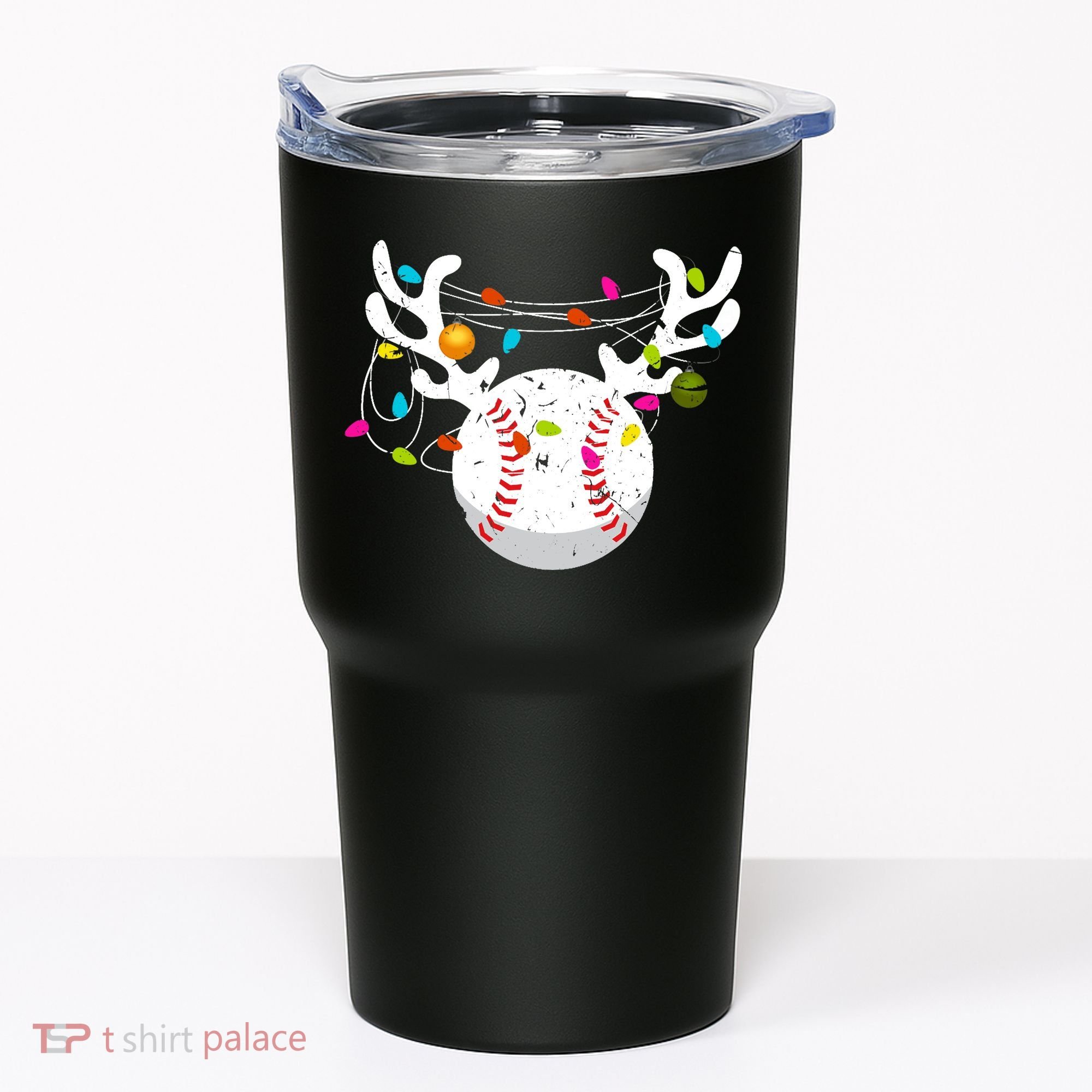 Christmas Lights Baseball Ball Funny Xmas Tumbler