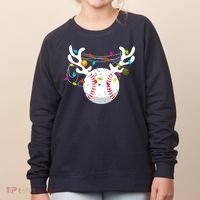 Christmas Lights Baseball Ball Funny Xmas Women's Sweatshirt thumb 0
