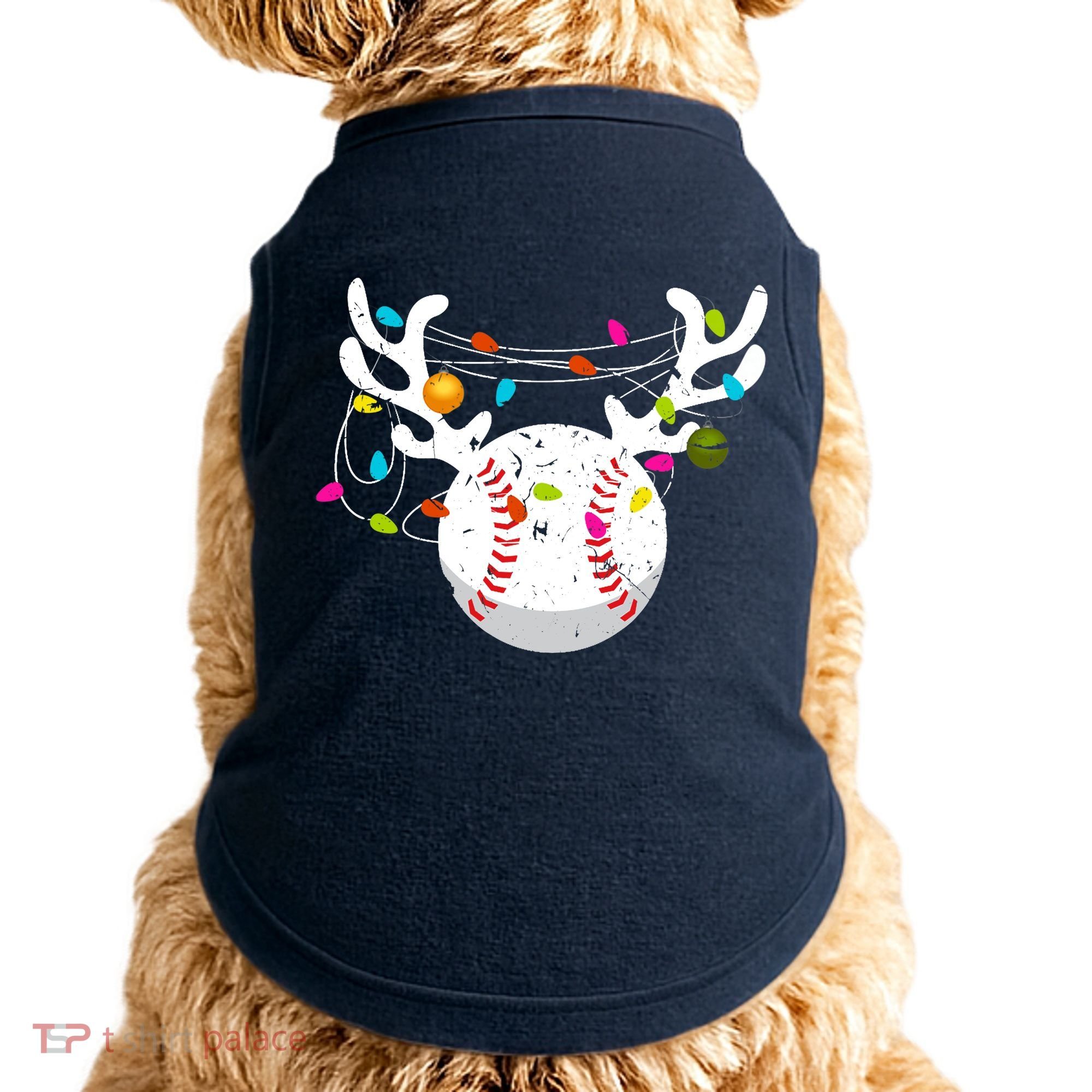 Christmas Lights Baseball Ball Funny Xmas Doggie Tank