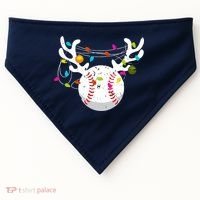 Christmas Lights Baseball Ball Funny Xmas USA-Made Doggie Bandana thumb 0