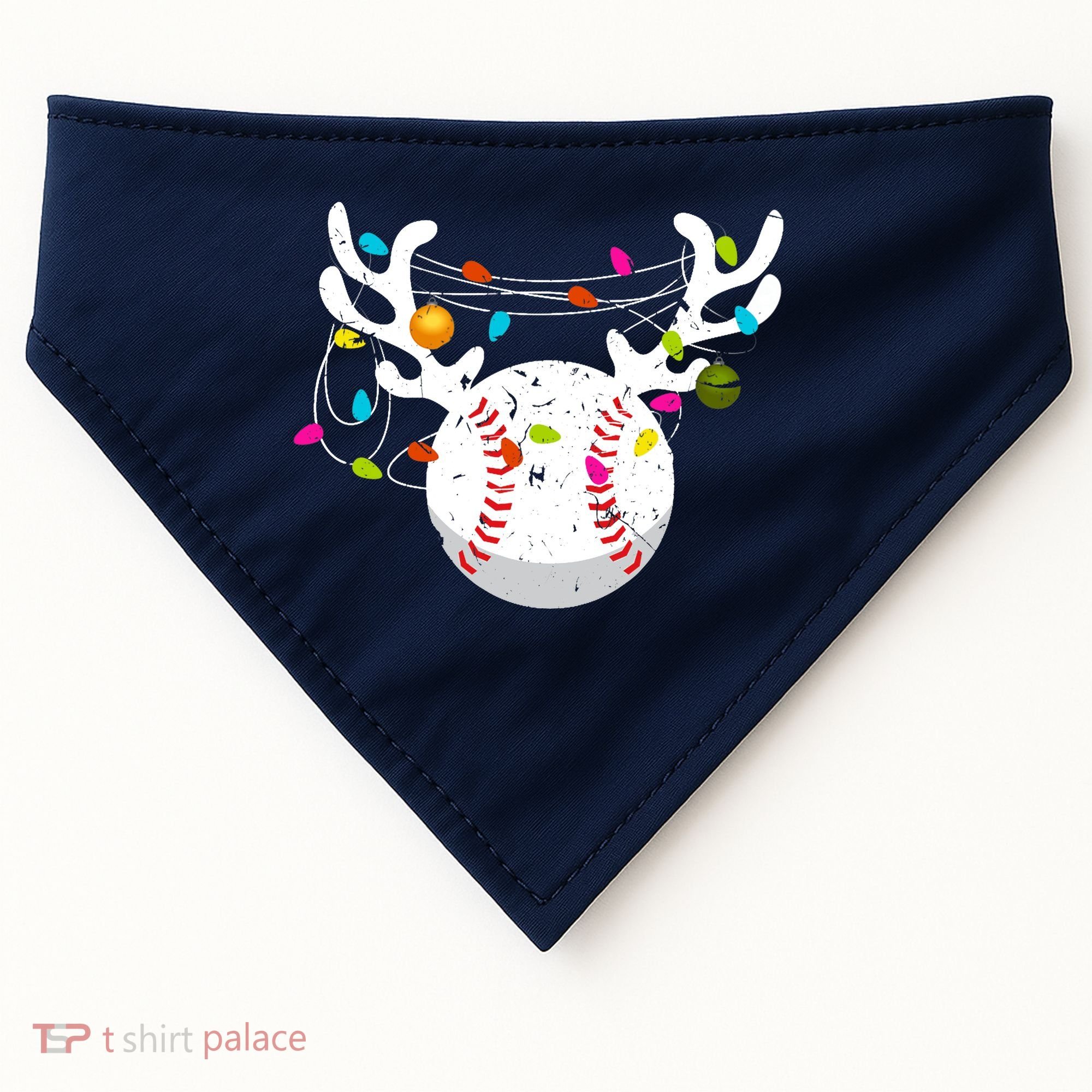 Christmas Lights Baseball Ball Funny Xmas USA-Made Doggie Bandana