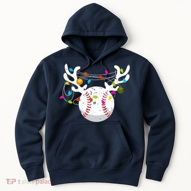 Christmas Lights Baseball Ball Funny Xmas Hoodie