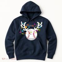 Christmas Lights Baseball Ball Funny Xmas Hoodie thumb 0