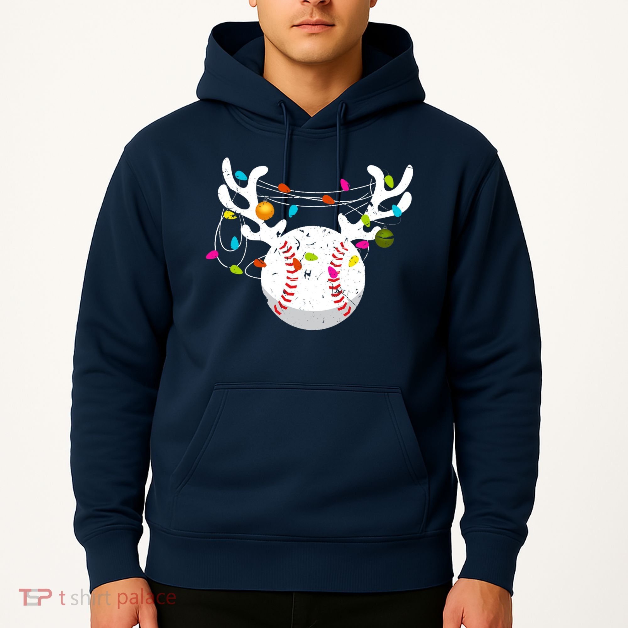 Christmas Lights Baseball Ball Funny Xmas Hoodie