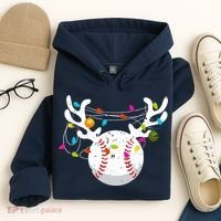 Christmas Lights Baseball Ball Funny Xmas Hoodie thumb 4