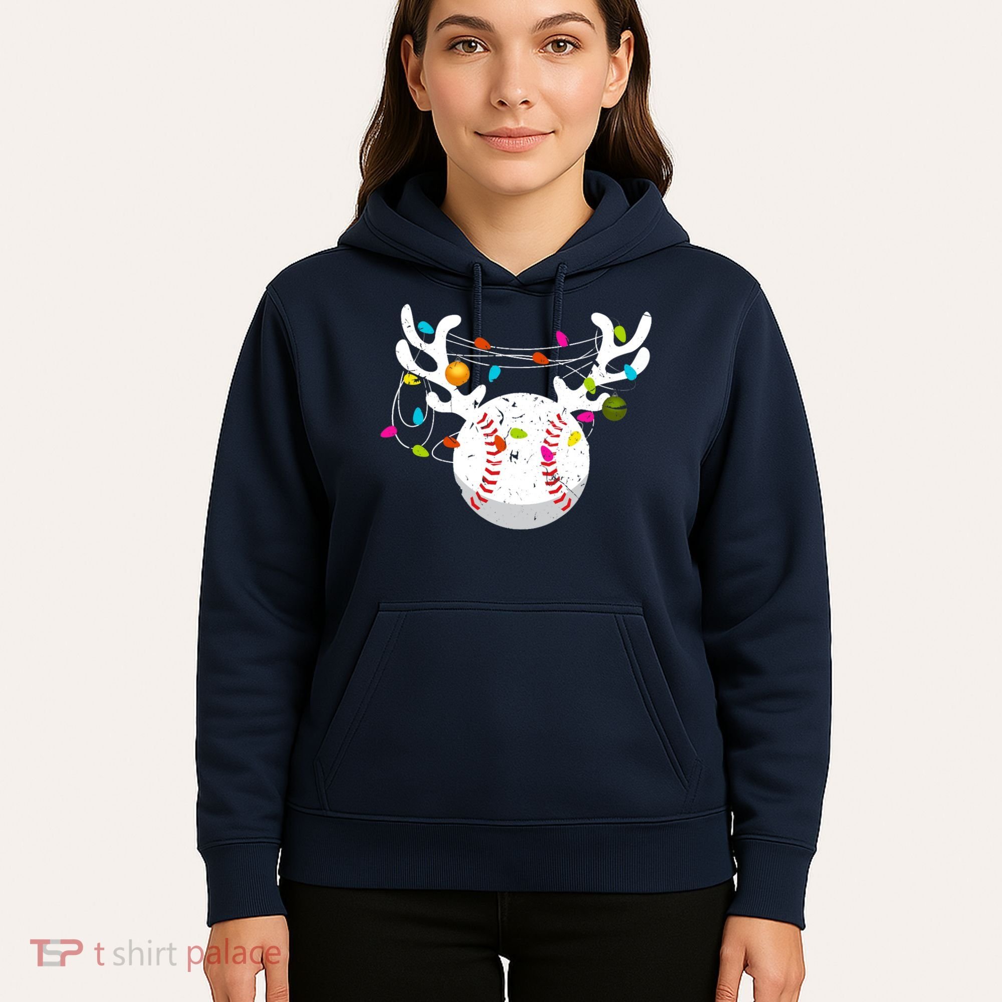 Christmas Lights Baseball Ball Funny Xmas Hoodie