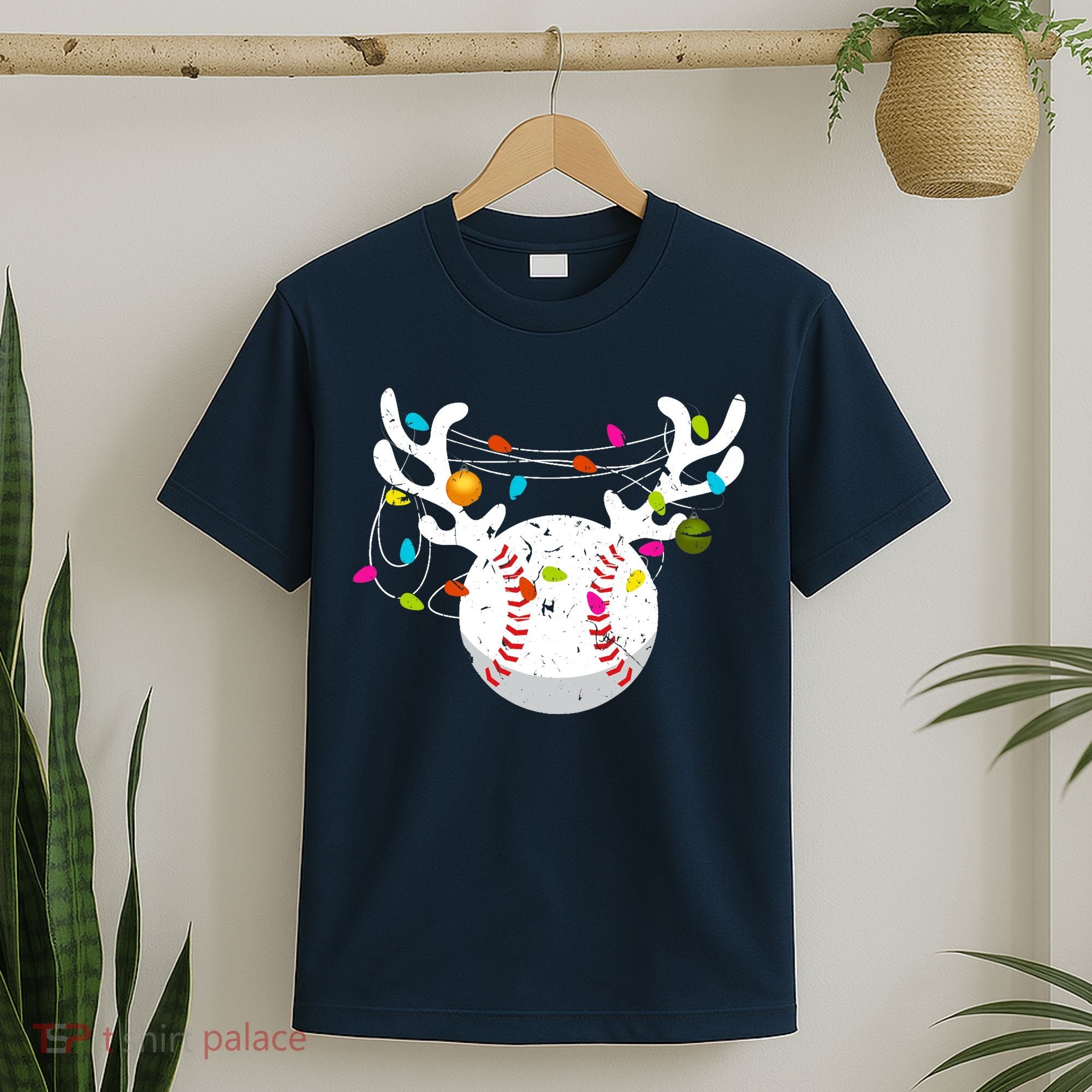 Christmas Lights Baseball Ball Funny Xmas T-Shirt