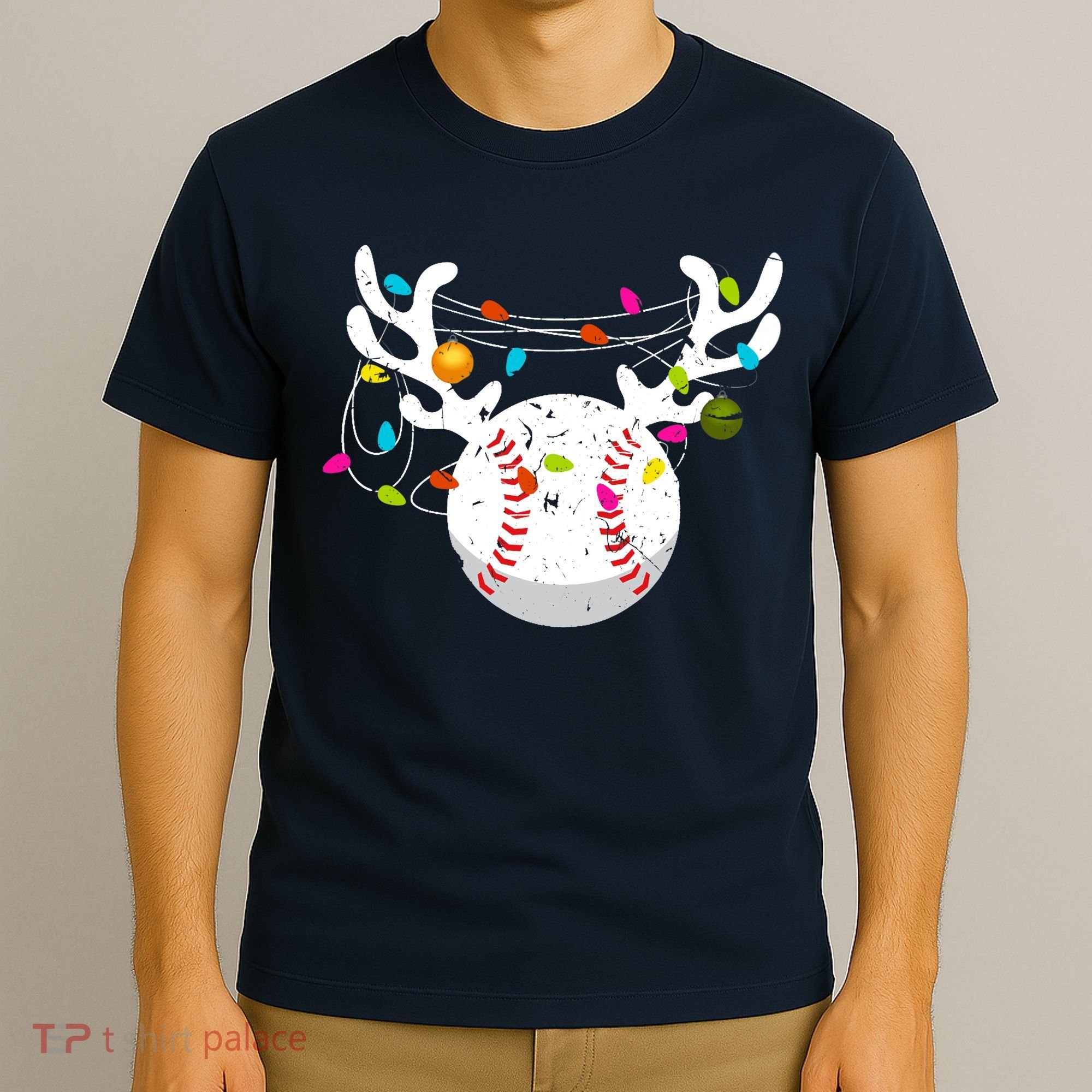 Christmas Lights Baseball Ball Funny Xmas T-Shirt