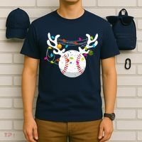 Christmas Lights Baseball Ball Funny Xmas T-Shirt thumb 6