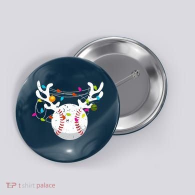 Christmas Lights Baseball Ball Funny Xmas Button