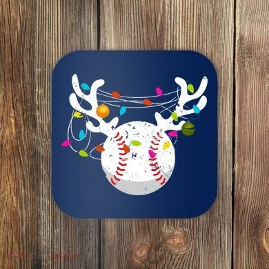 Christmas Lights Baseball Ball Funny Xmas Coaster
