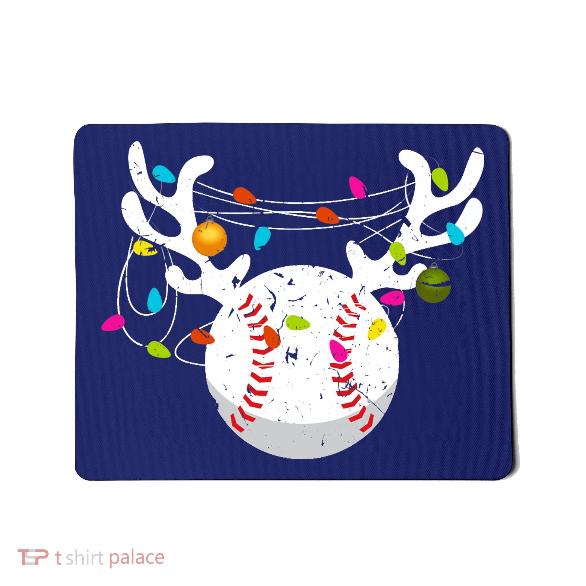 Christmas Lights Baseball Ball Funny Xmas Mousepad