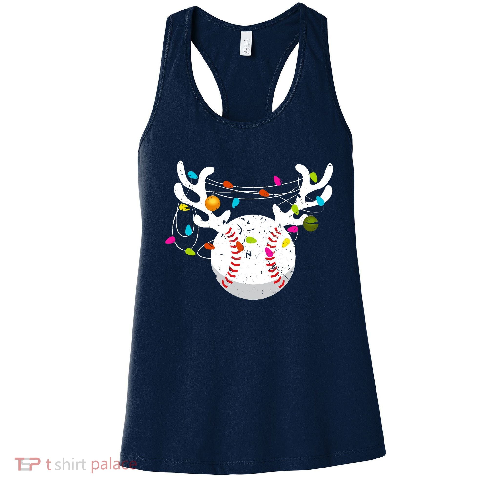 Christmas Lights Baseball Ball Funny Xmas Women's Tank Top