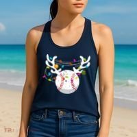 Christmas Lights Baseball Ball Funny Xmas Women's Tank Top thumb 2