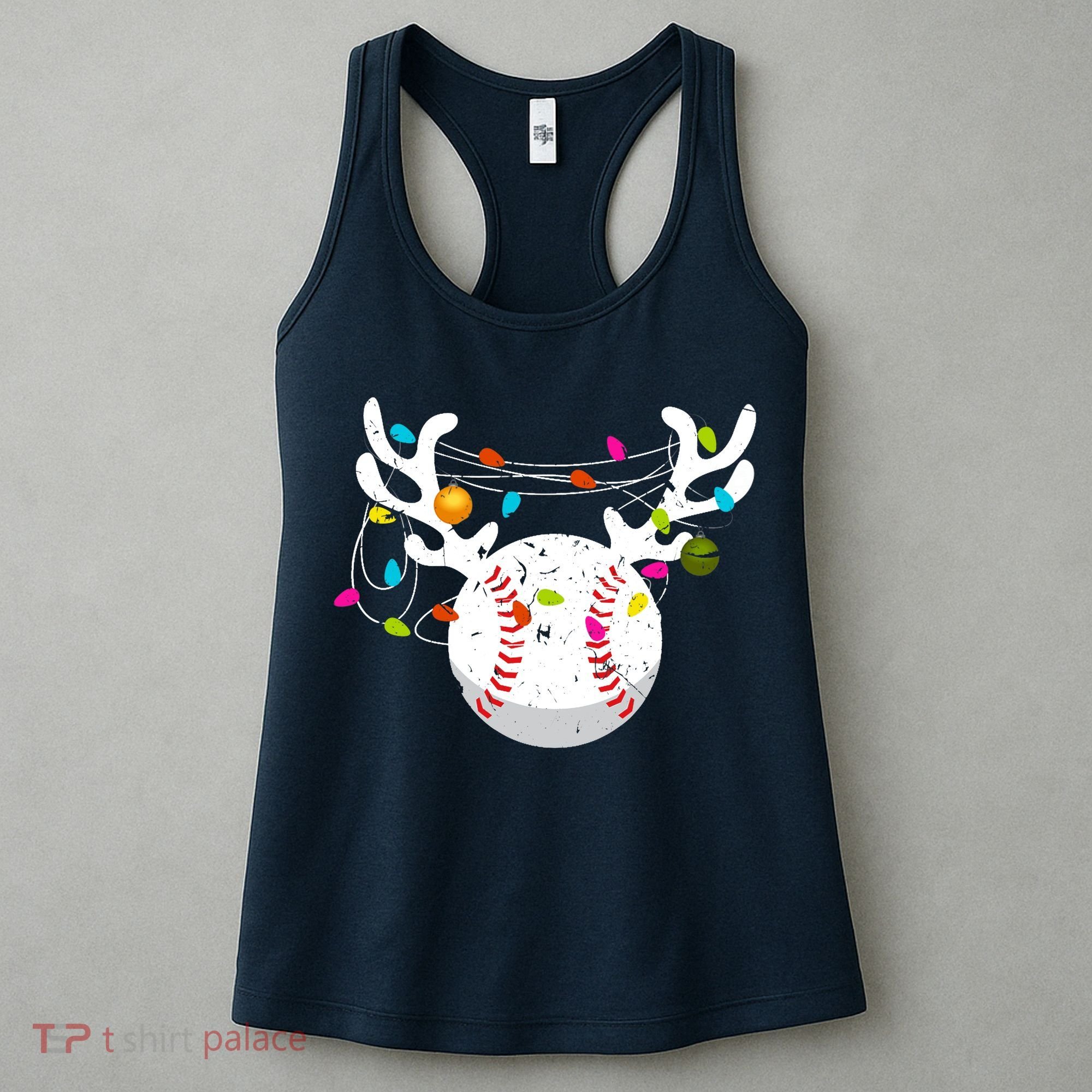 Christmas Lights Baseball Ball Funny Xmas Women's Tank Top