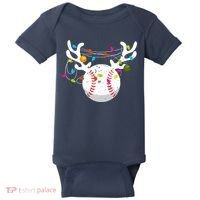 Christmas Lights Baseball Ball Funny Xmas Baby Bodysuit thumb 0