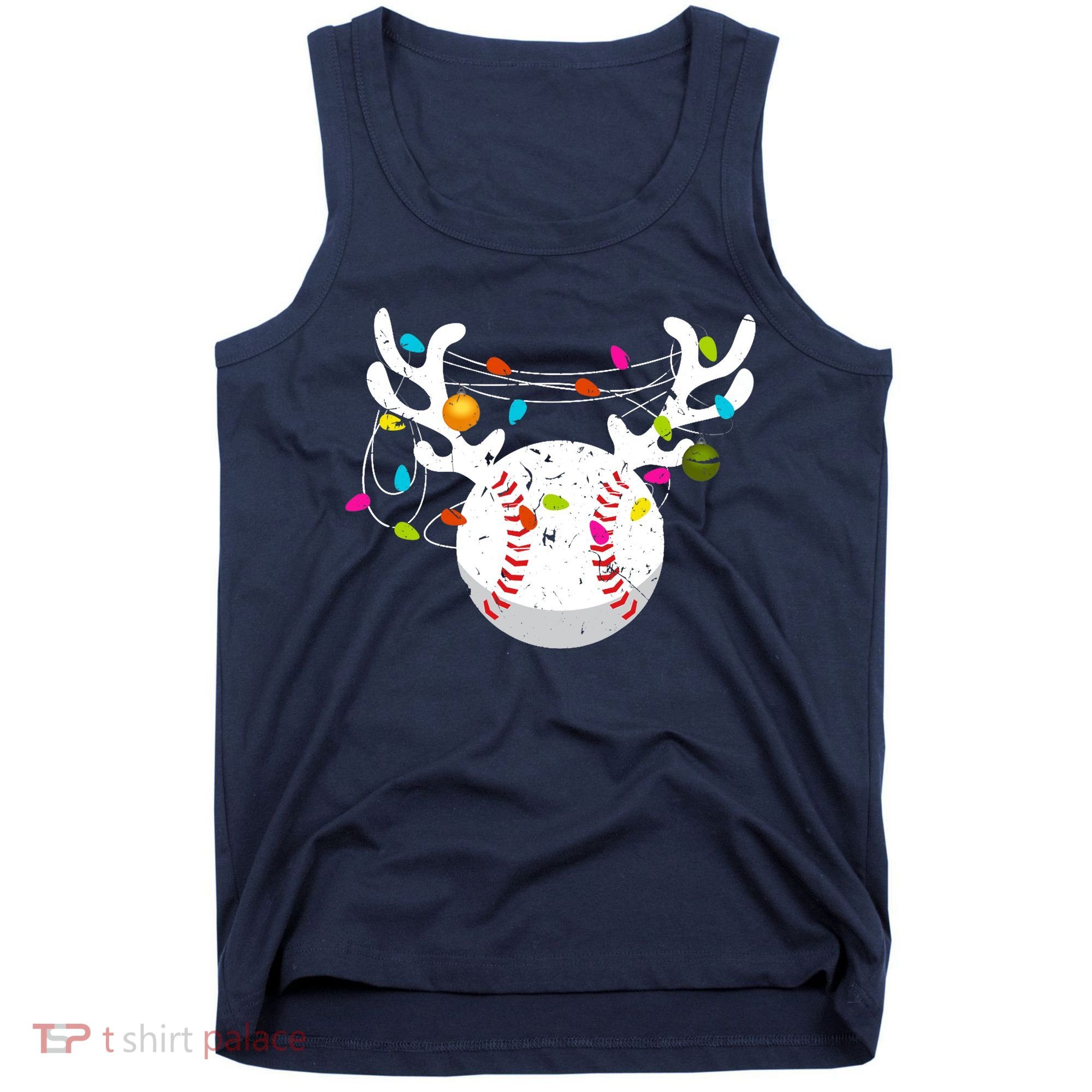 Christmas Lights Baseball Ball Funny Xmas Tank Top