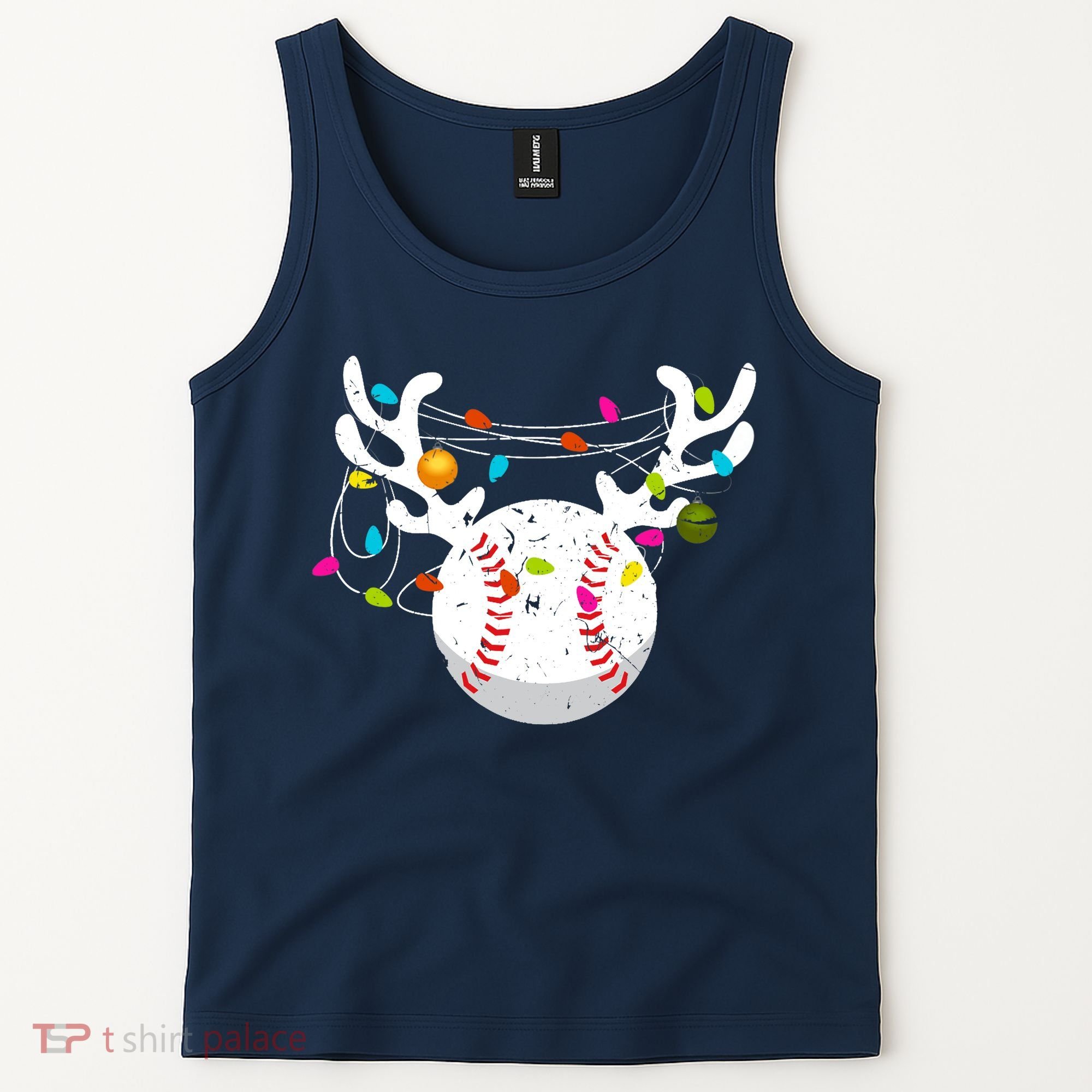 Christmas Lights Baseball Ball Funny Xmas Tank Top