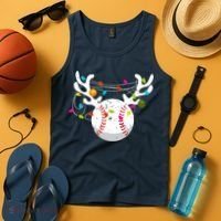 Christmas Lights Baseball Ball Funny Xmas Tank Top thumb 4