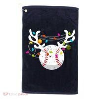Christmas Lights Baseball Ball Funny Xmas Golf Towel thumb 0