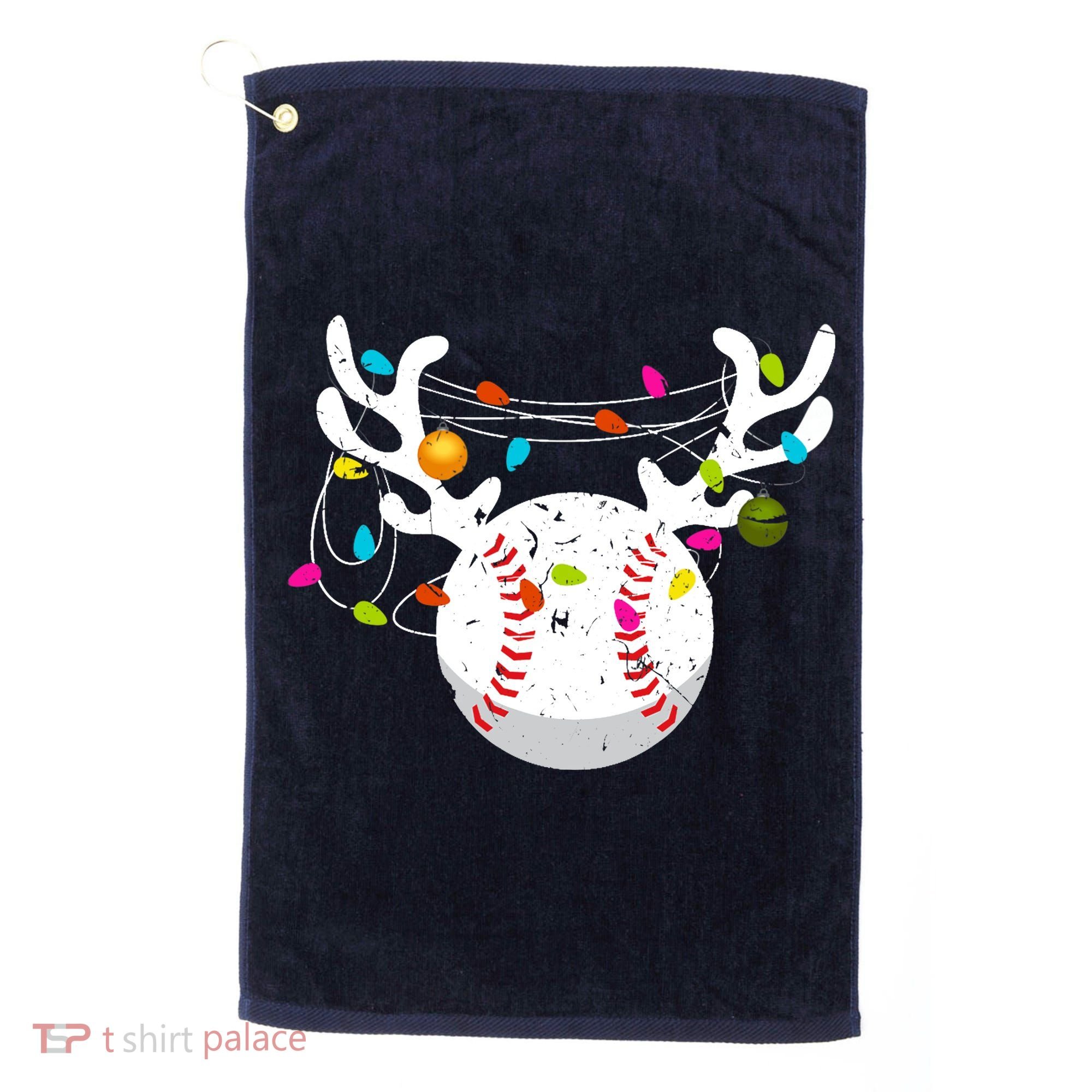Christmas Lights Baseball Ball Funny Xmas Golf Towel