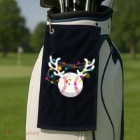 Christmas Lights Baseball Ball Funny Xmas Golf Towel thumb 2