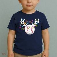 Christmas Lights Baseball Ball Funny Xmas Toddler T-Shirt thumb 2