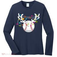 Christmas Lights Baseball Ball Funny Xmas Women's Long Sleeve Shirt thumb 0