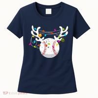 Christmas Lights Baseball Ball Funny Xmas Women's T-Shirt thumb 0